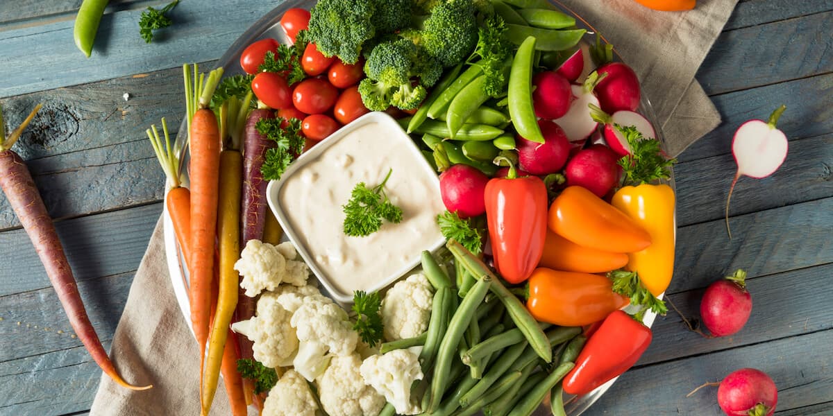 Raw Refreshing Vegetable Crudites Plate